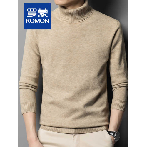 羅矇毛線衣男士寬松修身半高領長袖打底衫針織衫休閒潮流百搭