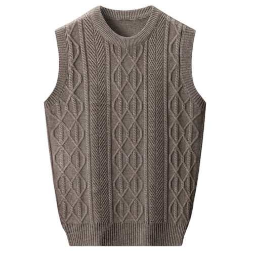 本命年紅色純羊毛背心男士秋冬季大碼中年爸爸針織馬甲坎肩打底衫