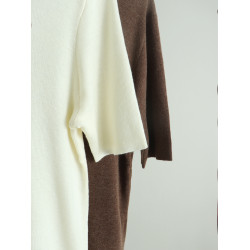 秋季新款白色高領短袖針織打底衫毛衣寬松修身純色彈力百搭女上衣