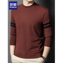 羅矇半高領毛衣男士圓領打底衫2025年秋季新款潮流休閒針織衫男裝