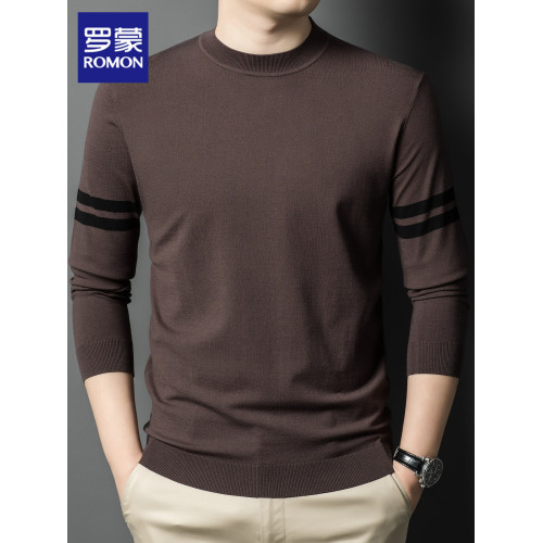羅矇半高領毛衣男士圓領打底衫2025年秋季新款潮流休閒針織衫男裝