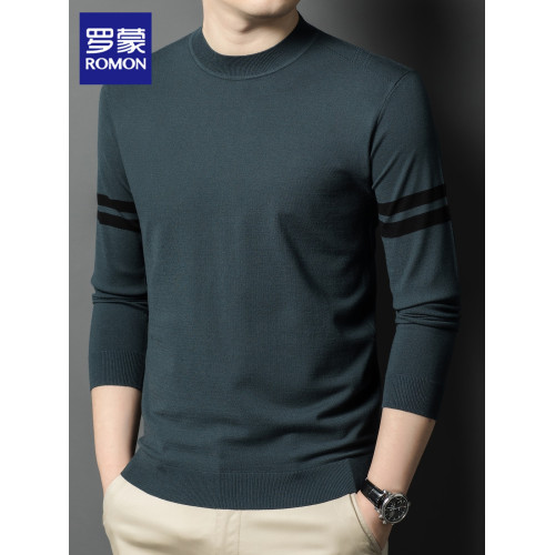 羅矇半高領毛衣男士圓領打底衫2025年秋季新款潮流休閒針織衫男裝
