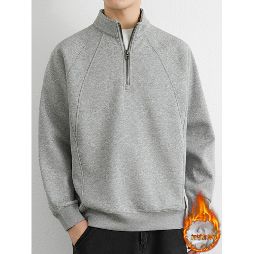 gBUbg 半拉鍊純色衛衣男款春秋季2025新款寬松美式高街套頭打底衫