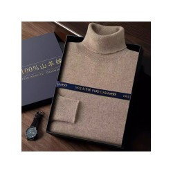 新款純絨男士可翻高領毛衣時尚保暖純山羊絨衫商務休閒針織打底衫