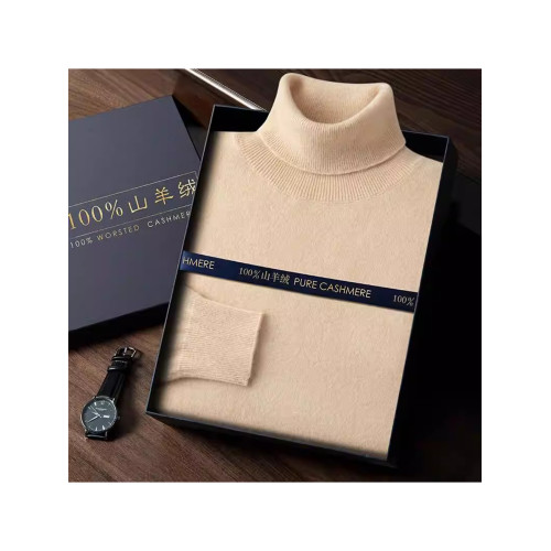 新款純絨男士可翻高領毛衣時尚保暖純山羊絨衫商務休閒針織打底衫