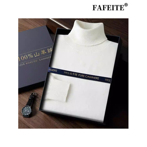 新款純絨男士可翻高領毛衣時尚保暖純山羊絨衫商務休閒針織打底衫