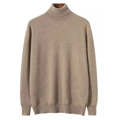 新款純絨男士可翻高領毛衣時尚保暖純山羊絨衫商務休閒針織打底衫