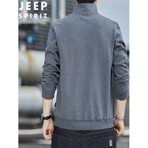 JEEP SPIRIT 吉普春秋立領長袖衛衣男運動寬松簡約潮牌上衣打底衫