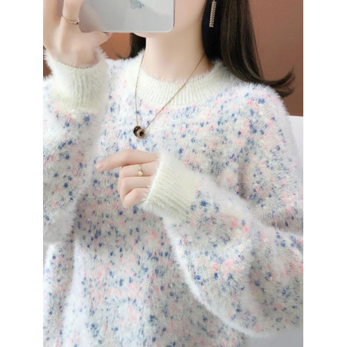 水貂絨毛衣女春秋初中高中學生大童內搭慵懶風加厚打底衫外穿上衣