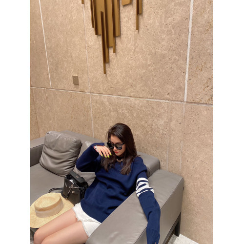 TB四杠純棉套頭毛衣圓領針織衫情侶款ins學院風祖馬龍長袖打底衫