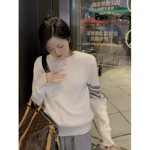 TB四杠純棉套頭毛衣圓領針織衫情侶款ins學院風祖馬龍長袖打底衫