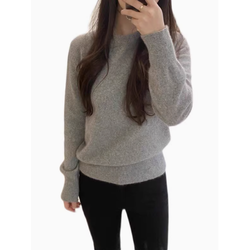 100%不起球羊毛衫女圓領套頭寬松羊毛衫短款百搭針織打底衫毛衣