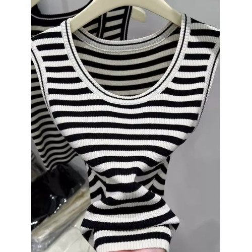 條紋冰絲針織小背心吊帶女夏季2025新款內搭袖打底衫上衣薄款外穿