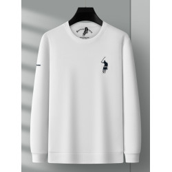 保羅2025新款春秋季男士圓領長袖衛衣休閒寬松高級大牌刺綉打底衫