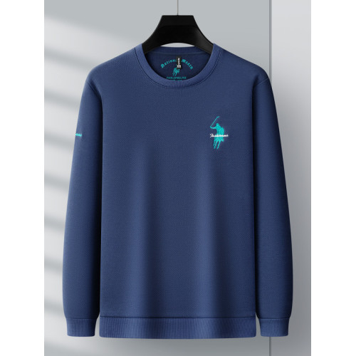 保羅2025新款春秋季男士圓領長袖衛衣休閒寬松高級大牌刺綉打底衫