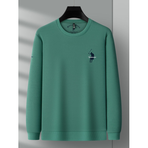 保羅2025新款春秋季男士圓領長袖衛衣休閒寬松高級大牌刺綉打底衫