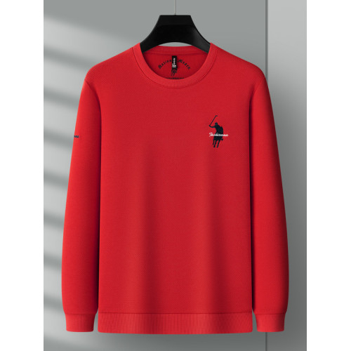 保羅2025新款春秋季男士圓領長袖衛衣休閒寬松高級大牌刺綉打底衫