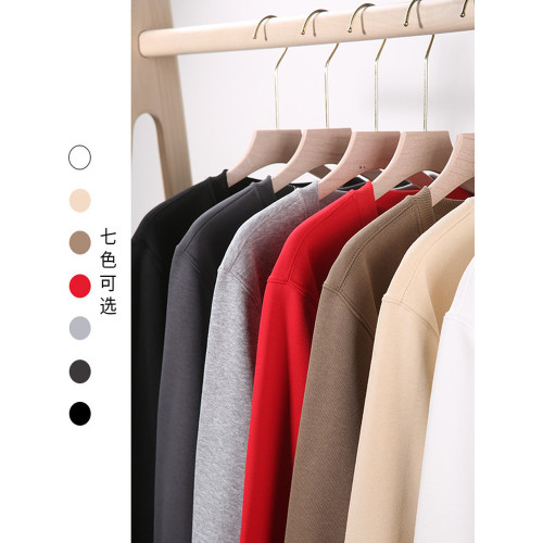 美式重磅銀狐絨加厚衛衣情侶純色加絨保暖上衣寬松圓領長袖打底衫