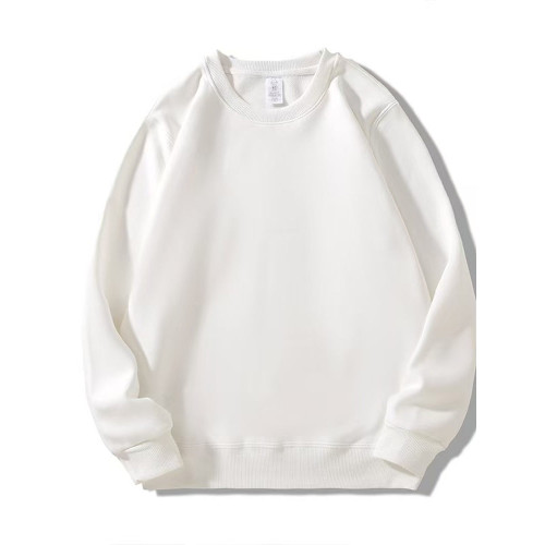 美式重磅銀狐絨加厚衛衣情侶純色加絨保暖上衣寬松圓領長袖打底衫