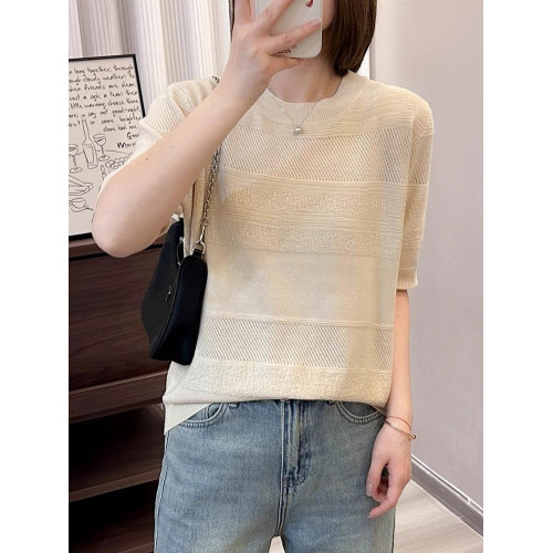 奧萊折釦店冰絲針織衫短袖女夏季寬松洋氣內搭打底衫短袖上衣