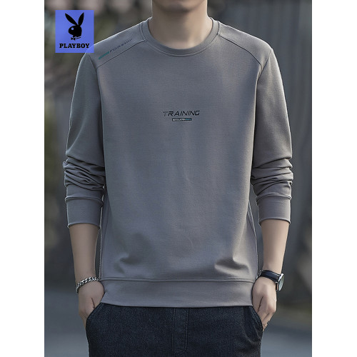 花花公子2025新款圓領衛衣男士寬松休閒長袖上衣服潮流純棉打底衫