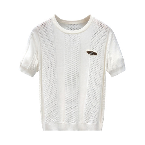 歐美『設計風』匠心製作！透氣薄款短袖圓領針織衫男士內搭打底衫