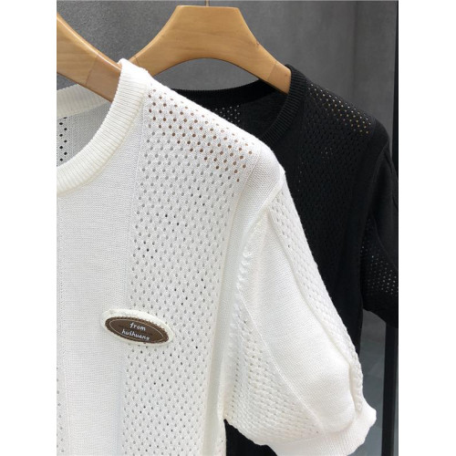 歐美『設計風』匠心製作！透氣薄款短袖圓領針織衫男士內搭打底衫