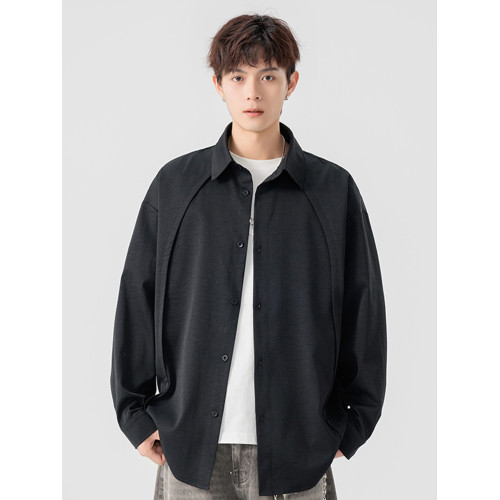 gBUbg 襯衫男款2025春秋新款寬松美式復古牌帥氣長袖襯衣男打底衫