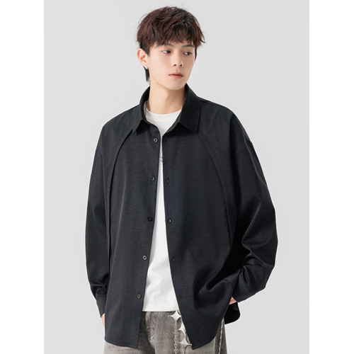 gBUbg 襯衫男款2025春秋新款寬松美式復古牌帥氣長袖襯衣男打底衫