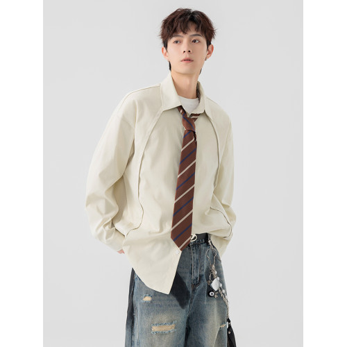 gBUbg 襯衫男款2025春秋新款寬松美式復古牌帥氣長袖襯衣男打底衫