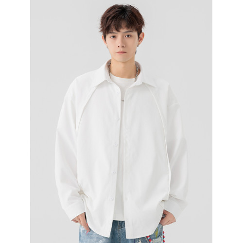 gBUbg 襯衫男款2025春秋新款寬松美式復古牌帥氣長袖襯衣男打底衫