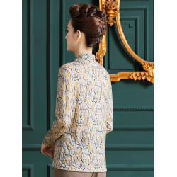 旺秋2025新款羊毛衫女100%純羊毛印花高領精紡超細薄款針織打底衫