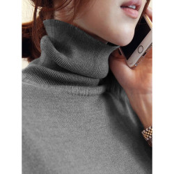 秋冬新款經典高領五分袖毛針織打底衫寬松修身純色大碼半袖女上衣