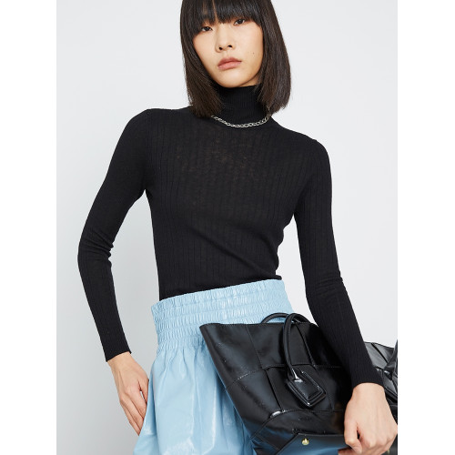 可可薇/軟糯親膚不紥人/極簡風純色輕薄修身半高領羊絨針織打底衫