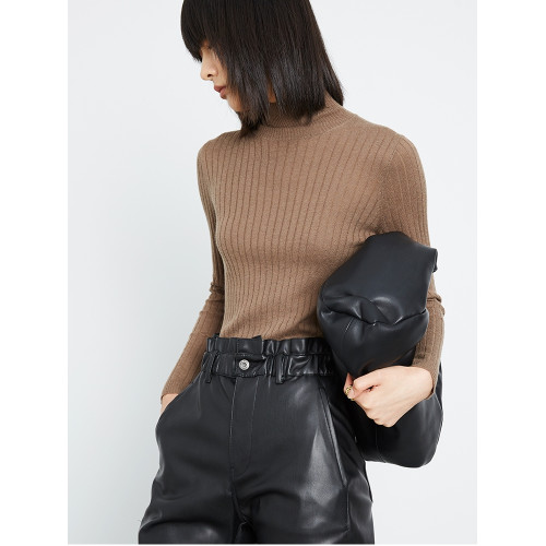 可可薇/軟糯親膚不紥人/極簡風純色輕薄修身半高領羊絨針織打底衫