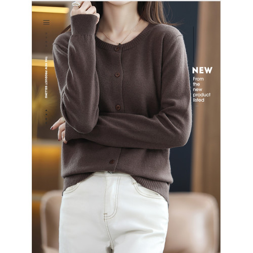 2025春秋新款開衫女寬松薄款v領羊毛針織打底衫羊絨外套短款外搭