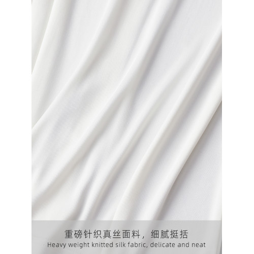 秋冬新款桑蠶絲V領上衣 針織真絲細膩親膚 假開釦時尚百搭打底衫