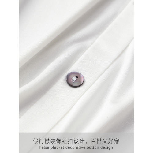 秋冬新款桑蠶絲V領上衣 針織真絲細膩親膚 假開釦時尚百搭打底衫