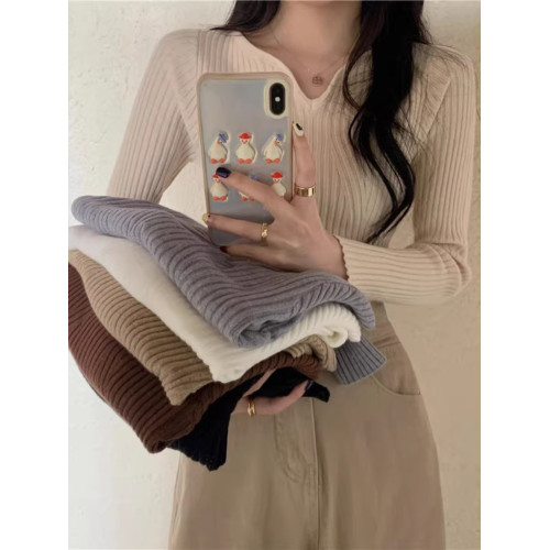 低領黑色打底衫女開春韓系穿搭2025新款內搭毛衣別致針織絕美上衣