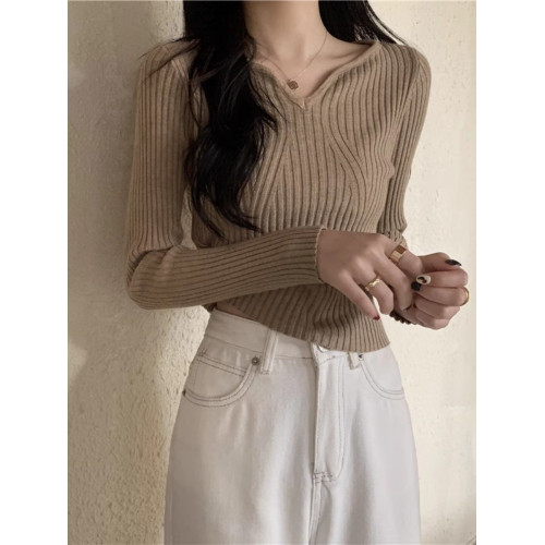 低領黑色打底衫女開春韓系穿搭2025新款內搭毛衣別致針織絕美上衣