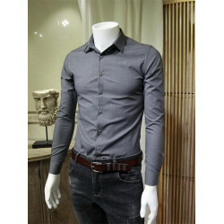 灰色韓版修身男襯衫長袖職業正裝襯衣寸衫商務休閒潮流帥氣打底衫