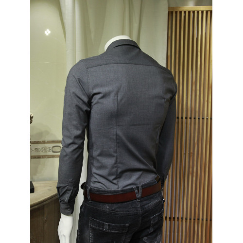 灰色韓版修身男襯衫長袖職業正裝襯衣寸衫商務休閒潮流帥氣打底衫