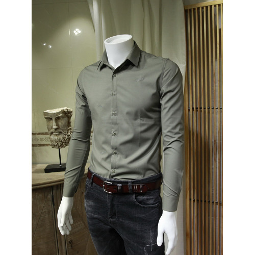 灰色韓版修身男襯衫長袖職業正裝襯衣寸衫商務休閒潮流帥氣打底衫