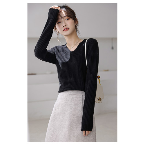 V領羊毛衫女2025年秋冬新款寬松內搭毛衣長袖針織打底衫顯瘦上衣