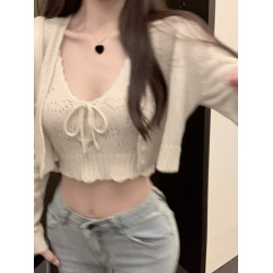 針織吊帶背心女春夏季開衫無袖性感短款設計感內搭上衣打底衫套裝