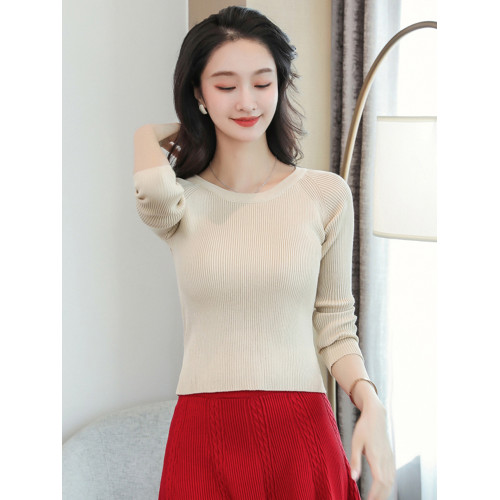 薄款針織衫女秋季女裝2025新款小個子上衣短款毛衣修身內搭打底衫