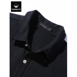 KERWATS秋季潮流字母翻領印花簡約百搭打底衫韓版大碼秋季襯衫男