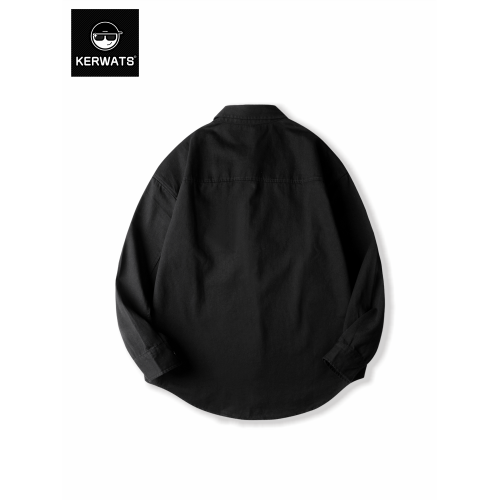 KERWATS秋季潮流字母翻領印花簡約百搭打底衫韓版大碼秋季襯衫男