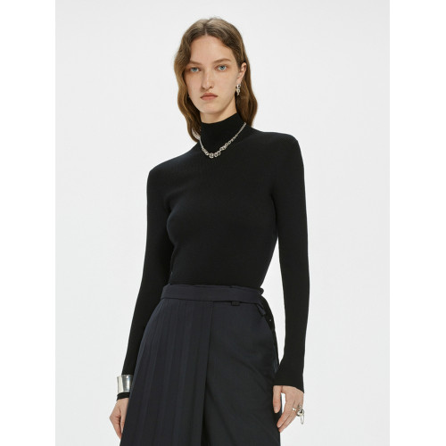 JNBY/江南布衣折釦秋冬舒適羊毛半高領針織衫修身打底衫純色女