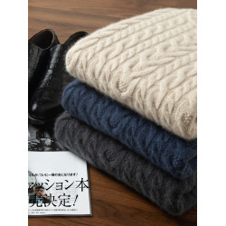 100%純山羊絨衫男半高領麻花扭花毛衣時尚商務休閒加厚保暖打底衫